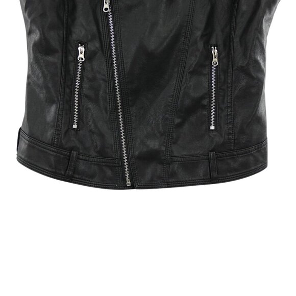 Black Faux Leather Moto Vest Pink Stud Detail – Punk, Y2K, Grunge XL Runs Small - Picture 3 of 8